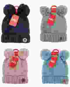 ANTONIO Mützen Kinder Doppel Bommel gest