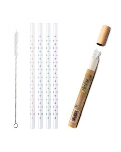 HERBORISTERIA Set Glastrinkhalme Punkte Mix 4 Stk