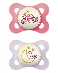 MAM Night Nuggi Sil 0-6m Girl 2 Stk