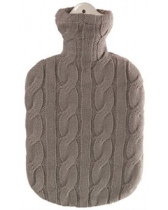 SÄNGER Wärmflasche 2l Strickbezug Zopf dunkelbe