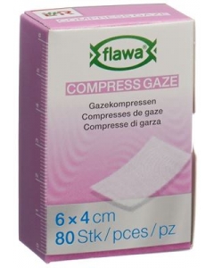 FLAWA Gazekompressen geschn 4x6cm keimred 80 Stk